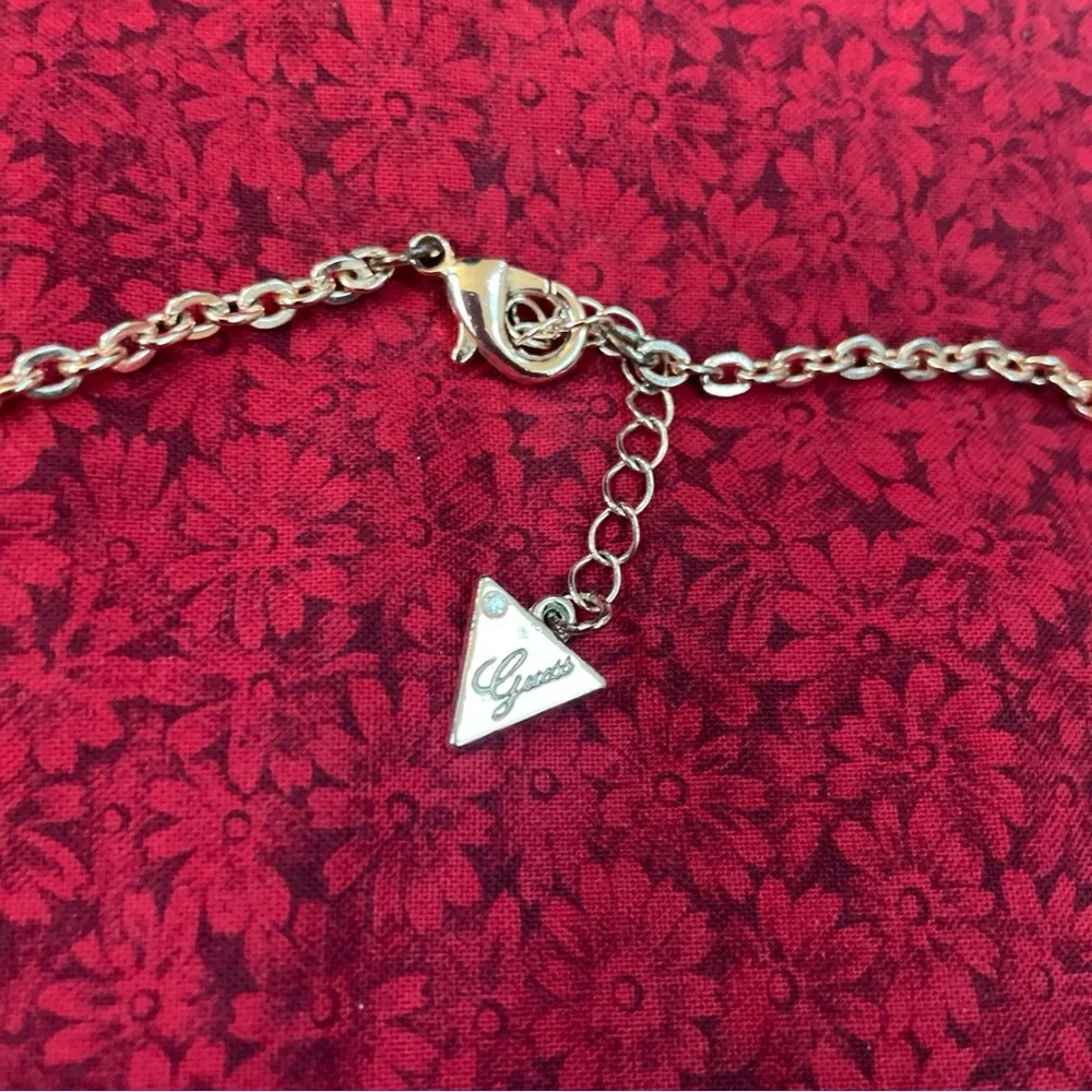Guess Rose Gold Color 22” Pendant Necklace with Fringe and‎ Sparkle Detailing